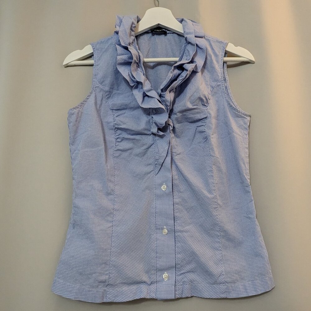 *50% Off All Bundles * NWOT Purdey Light Blue Checked Sleeveless Top (Size S)